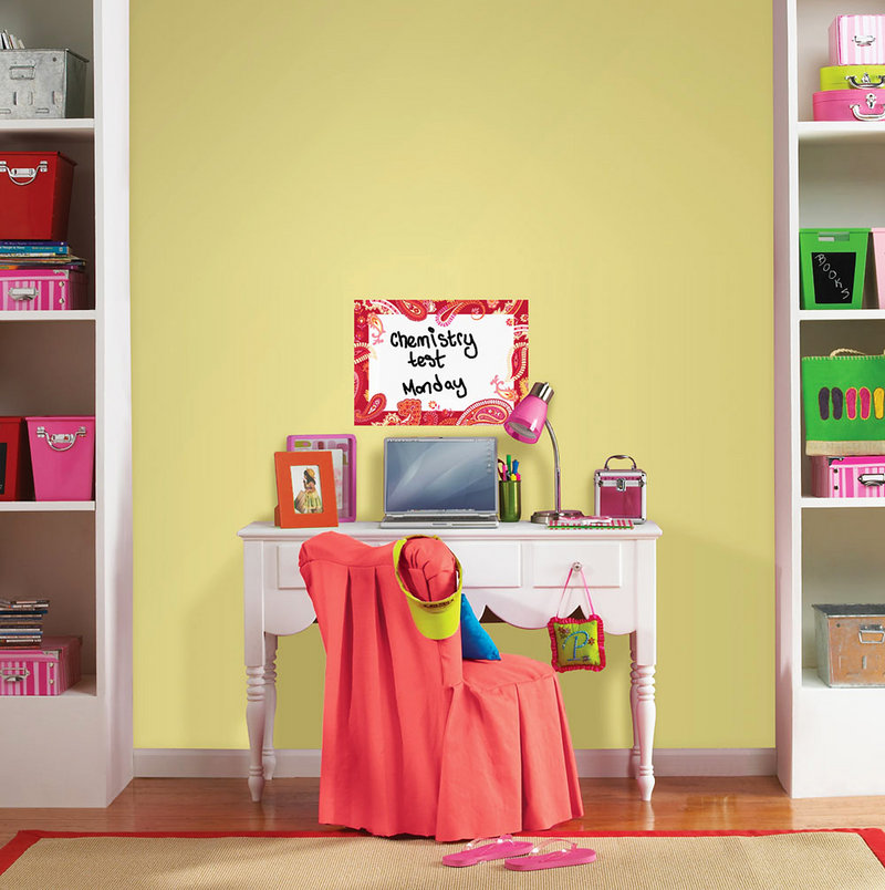 Introducing items into a kid’s room like this WallPops Dry-Erase Message Board can help keep the area – and for that matter, the kid – better organized.
