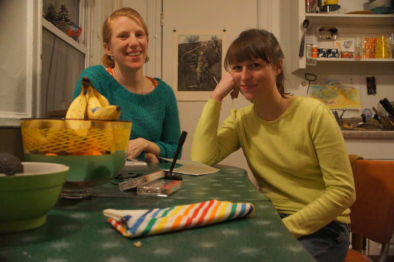 Pilar Nadal, left, and Anne Buckwalter in Nadal’s kitchen/studio.