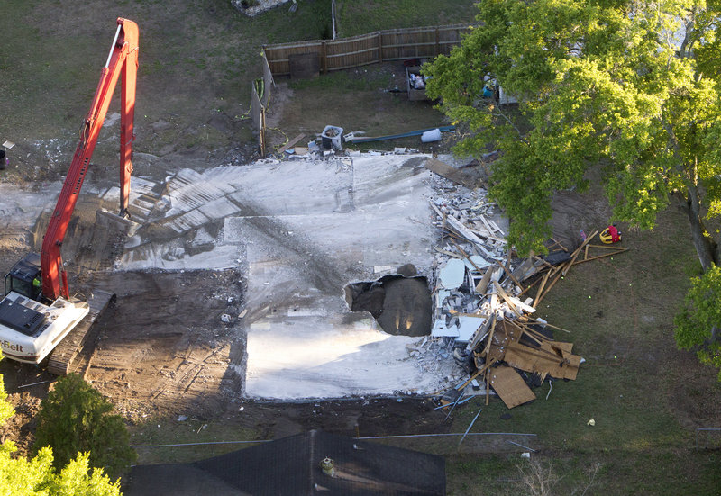 The body of Jeff Bush will likely never be recovered after he vanished when a sinkhole opened under his house in Seffner, Fla., on Feb. 28. Engineers had to demolish the house and fill the huge hole with gravel.