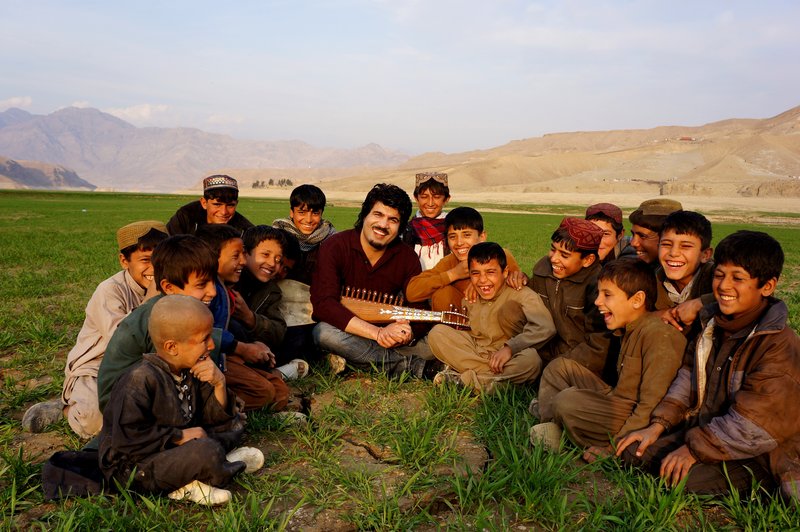 Homayoun Sakhi, with students in his native Afghanistan, is a master of the rubab, an Afghan lute that dates back 2,000 years.