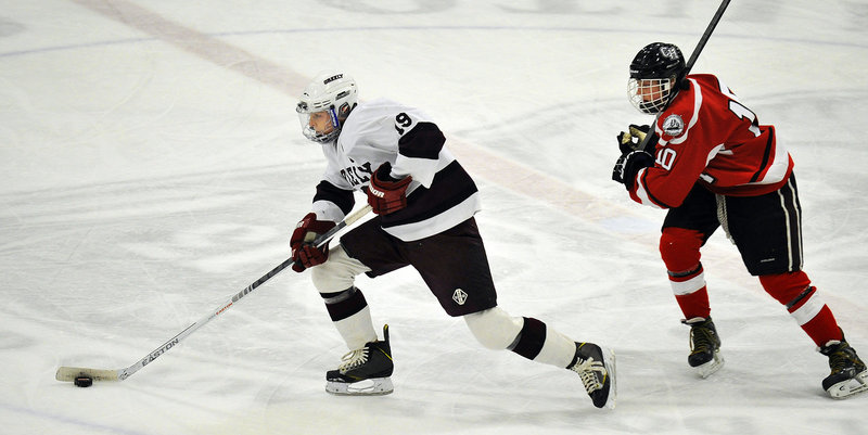 Ted Hart of Greely is a tough player to catch, and an even tougher player to stop from scoring. Camden Hills found that out in the Western Class B final when Hart scored three goals. Greely will take on Messalonskee for the state title.