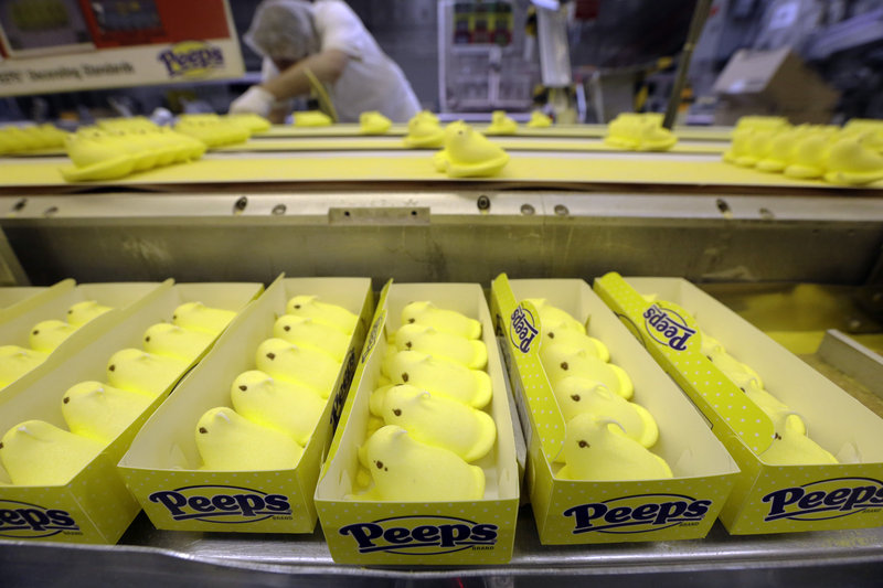 Boxes of Peeps move through the manufacturing process at a factory in Bethlehem, Pa. The popular confection is part of a $33 billion candy industry that has proven to be fairly recession-proof, analysts say.