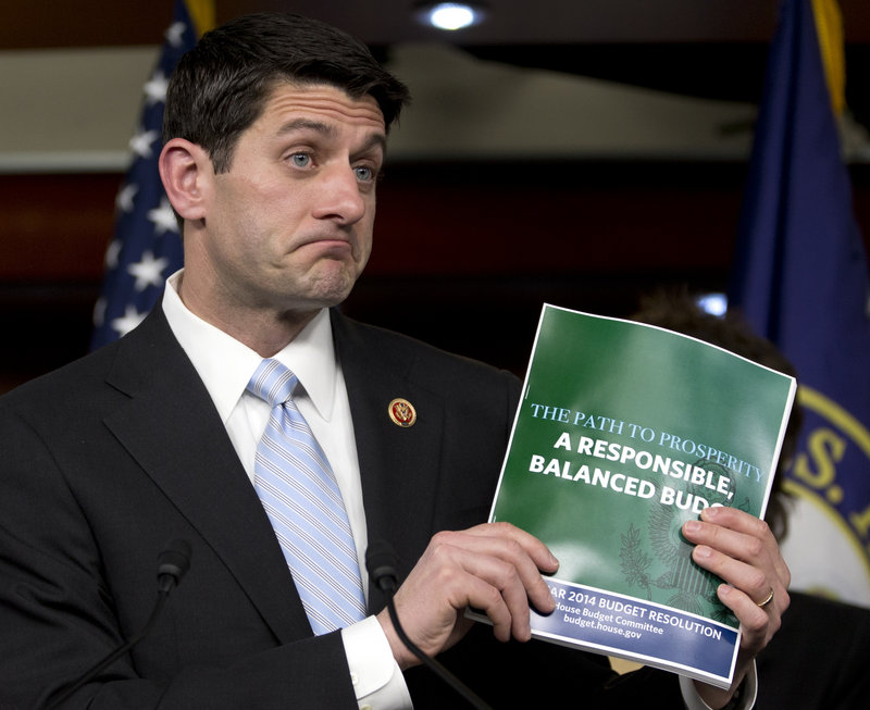 Rep. Paul Ryan, R-Wis., speaks at a news conference Tuesday, where he unveiled a 10-year spending plan that would repeal the Affordable Care Act and partially privatize Medicare.