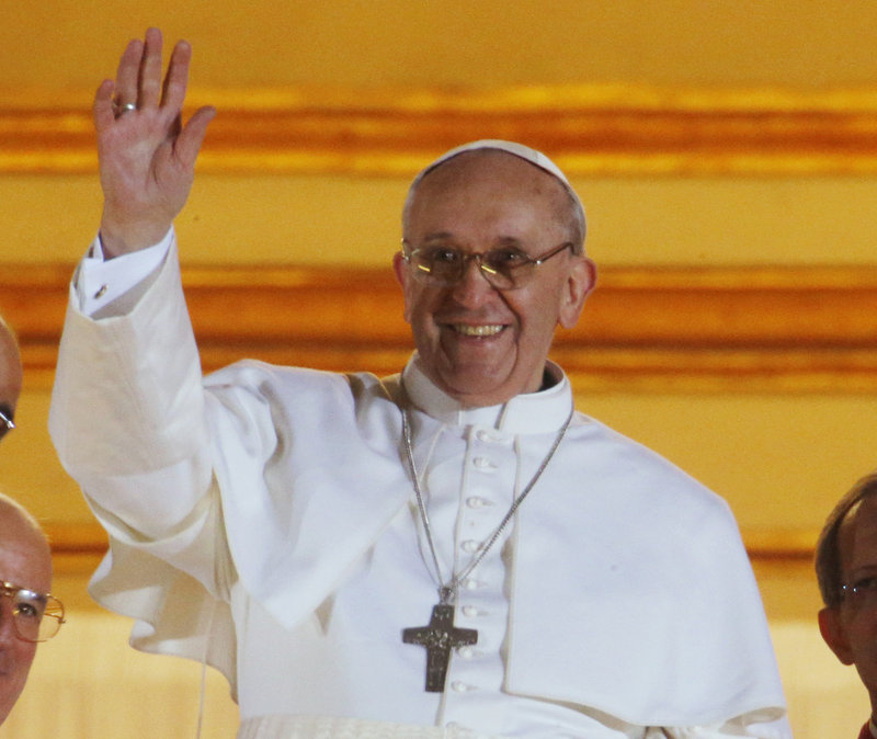 Pope Francis I greets the crowds at the Vatican on Wednesday.