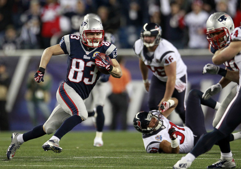 Wes Welker exits New England after five 100-catch seasons and five Pro Bowl selections. Welker, who caught 118 passes last season, signed a two-year deal with the Broncos.