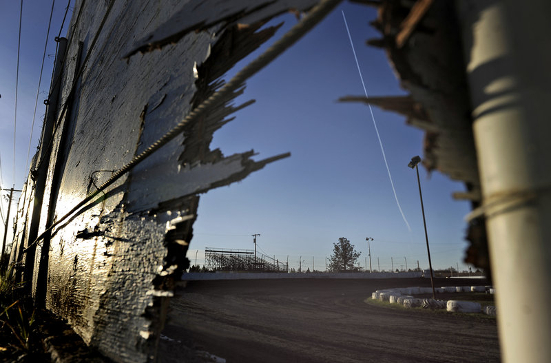 A photo taken Sunday shows the racetrack where a sprint car accident killed a 14-year-old boy and a 68-year-old man Saturday evening at Marysville Raceway Park in Marysville, Calif.