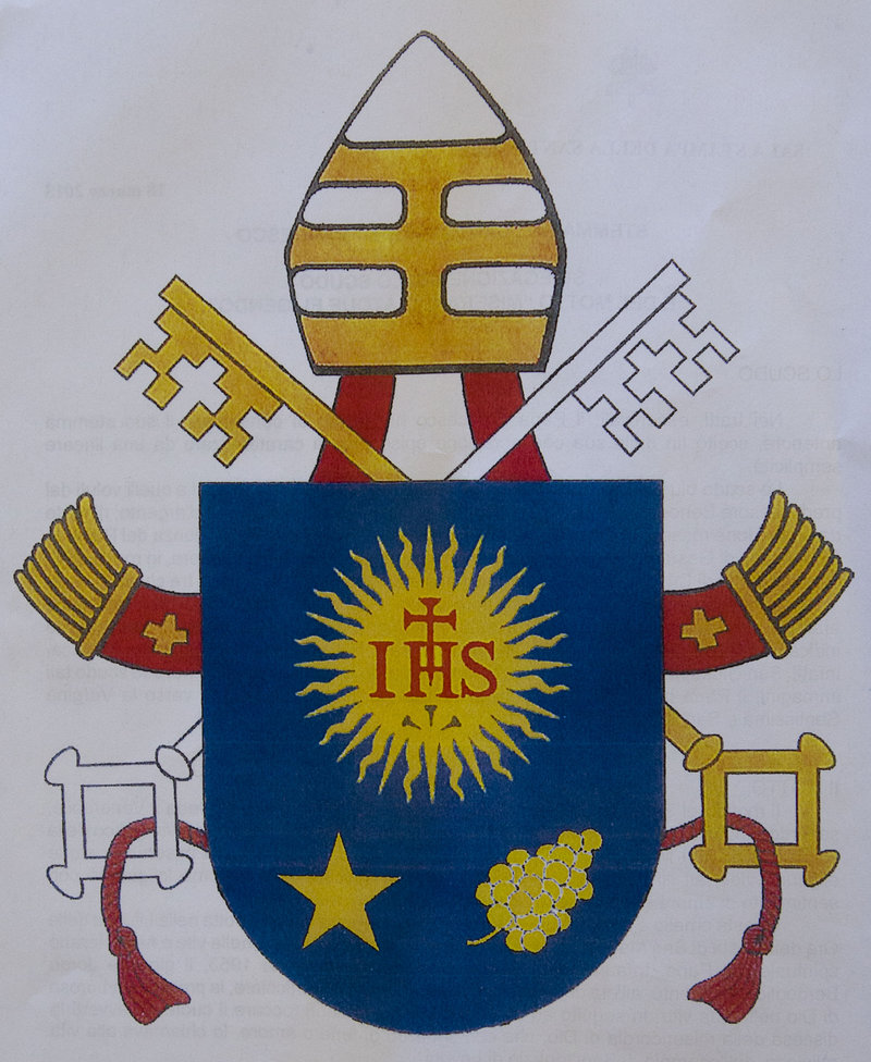 The new coat of arms for Pope Francis mixes his Argentine past with his Roman present.