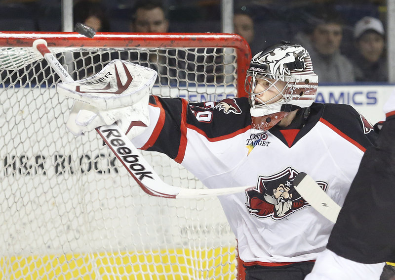 Mark Visentin, who hadn’t played since suffering an injury in a Feb. 11 game, made 31 saves in a winning performance for the Portland Pirates.