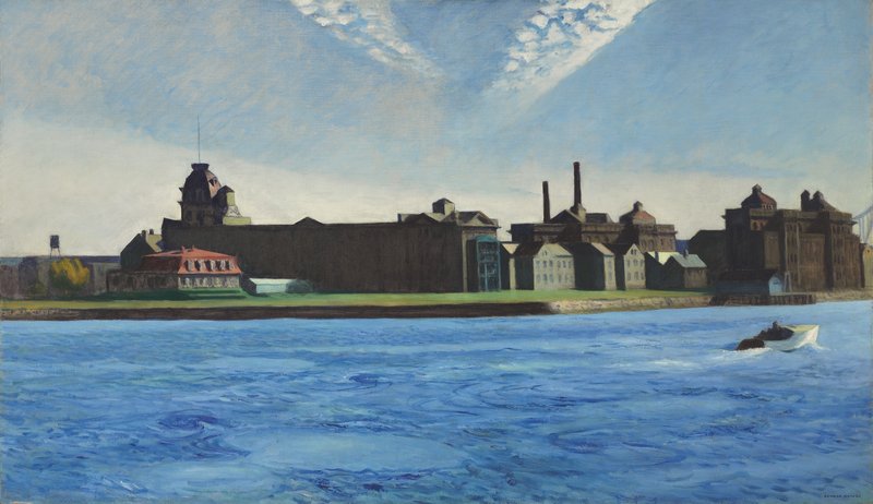 This image provided by Christie’s auction house shows the painting “Blackwell’s Island” by Edward Hopper. The 1928 work is expected to sell for up to $20 million.