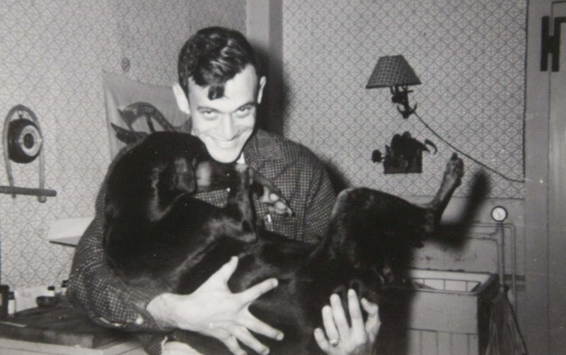 Julius Francis “Buddy” Marullo, a quartermaster lost at sea on the USS Thresher, is shown with his dog, Dobi. His death left his widow alone with two children under the age of 3.