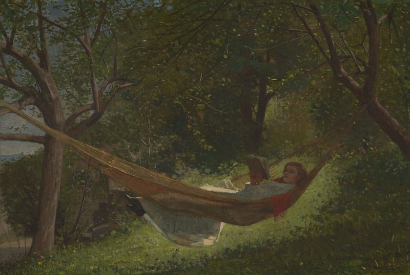 Among the hundreds of pieces in the Lunder collection, “Girl in a Hammock,” 1873 oil on canvas by Winslow Homer.