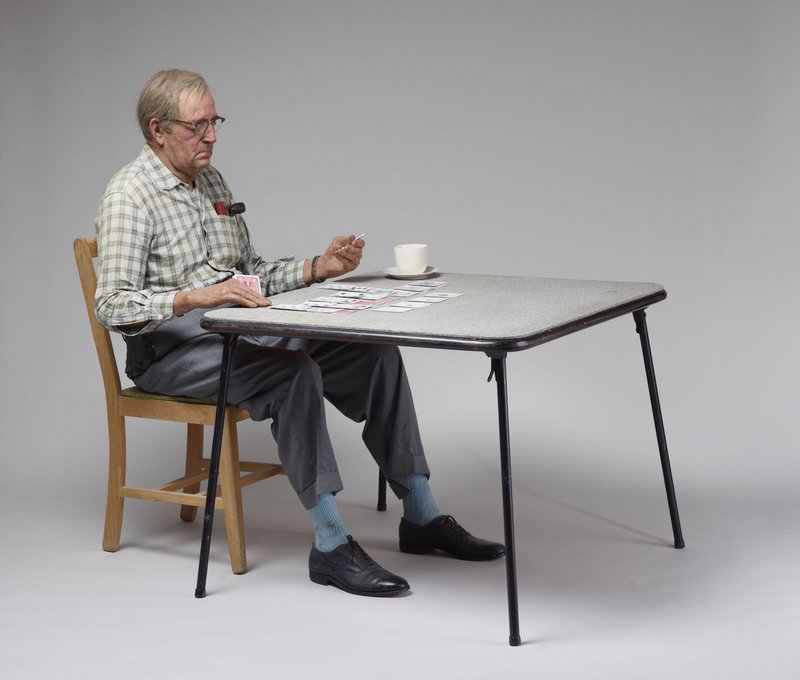 Duane Hanson’s “Old Man Playing Solitaire,” 1973.