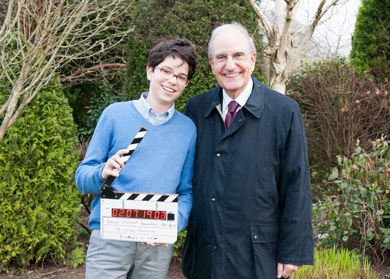 Former Maine U.S. Sen. George Mitchell poses with his son, Andrew, during their trip to Northern Ireland last year.