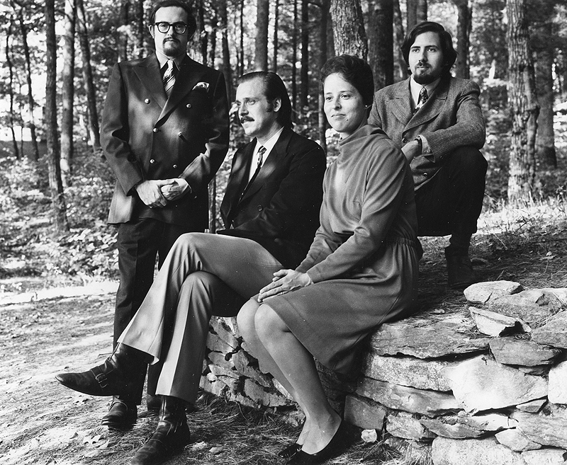 The Portland String Quartet, left – Paul Ross, Steve Kecskemethy, Julia Adams and Ronald Lantz – pose at Sabbathday Lake in 1970.