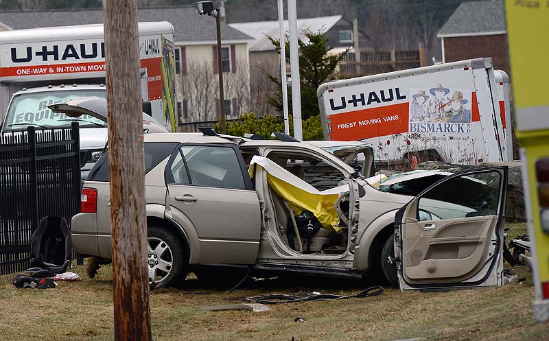 One of the vehicles involved in a fatal crash on Route 4 in Berwick on Wednesday.