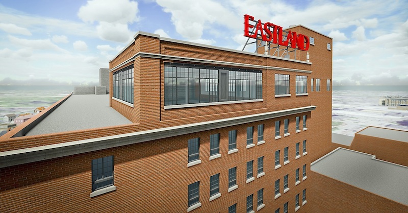 This is the artist rendering of the completed "Top of the East" expansion, doubling the size and the views of the surrounding Greater Portland areas. The Eastland sign will remain, demanded by the Portland City Council, but the hotel will be called the Westin Portland Harborview Hotel.