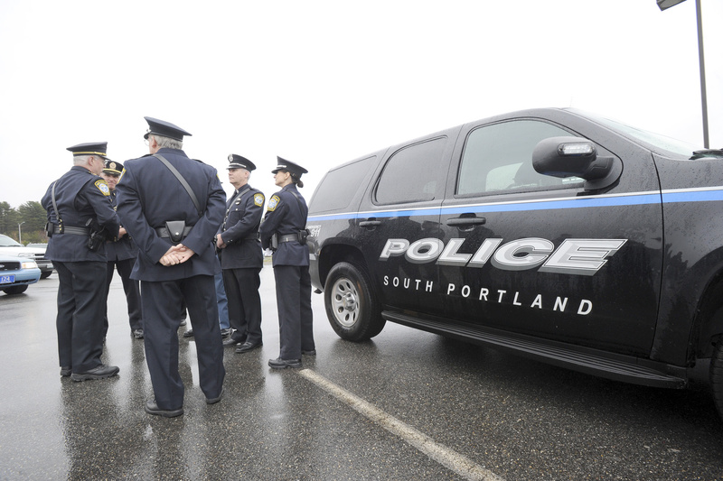 South Portland police officers were among law enforcement officials from across Maine to assemble at Cabela's in Scarborough on Wednesday for the drive to Cambridge, Mass., to honor Sean Collier, a Massachusetts Institute of Technology campus police officer who police believe was slain by the suspects in the Boston Marathon bombings.