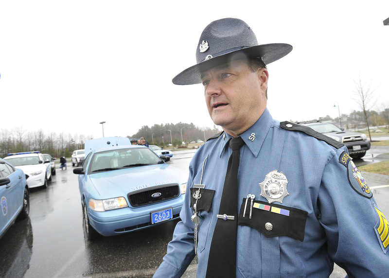 Maine State Police Sgt. Michael Edes led police officers from across Maine to drive to Cambridge on Wednesday to honor slain Massachusetts Institute of Technology police officer Sean Collier.