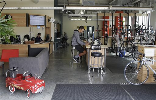The Hub bicycle shop and transportation center on the Facebook campus in Menlo Park, Calif.