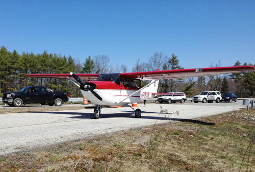 A Cessna plane owned by the state Department of Inland Fisheries and Wildlife made an emergency landing this morning at a rest area off Interstate 95 in Litchfield. No one was injured, police said.