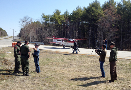 A Cessna plane owned by the state Department of Inland Fisheries and Wildlife made an emergency landing this morning at a rest area off Interstate 95 in Litchfield. No one was injured, police said.
