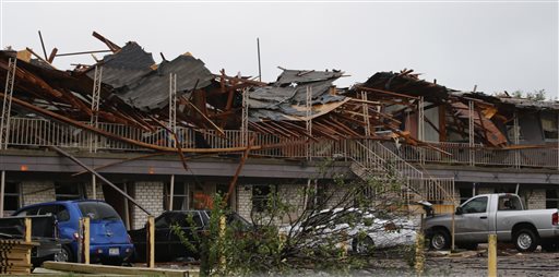 The front of an apartment complex that was destroyed by the explosion in West, Texas, on Thursday.