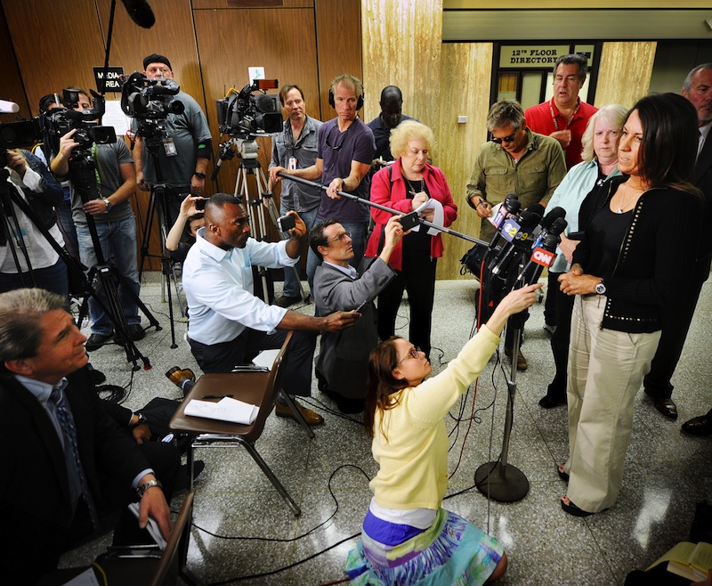 Ellen Sohus sister of murder victim John Sohus talks during a news conference after a jury found Christian Karl Gerhartsreiter guilty of first-degree murder in the 1985 San Marino killing on Wednesday, April 10, 2013 in Los Angeles. The verdict was reached Wednesday after the jury deliberated about a day. Testimony in the cold-case trial of Gerhartsreiter focused on the discovery of the bones of John Sohus long after he and his wife disappeared from his mother’s home in San Marino, a wealthy Los Angeles suburb. The defendant, a German immigrant with delusions of grandeur, rented a cottage at the Sohus home in 1985 then disappeared about the same time as Sohus and his wife Linda who was never found. (AP Photo/San Gabriel Valley Tribune, Walter Mancini)