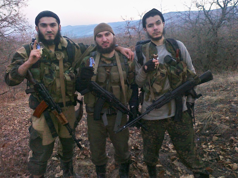 In this undated photo provided by the Dagestani branch of the Federal Security Service William Plotnikov, right, poses for a photo. Security officials suspected ties between elder Boston bombing suspect Tamerlan Tsarnaev and the Canadian, an ethnic Russian named William Plotnikov, who had joined the Islamic insurgency in the region. Russian agents placed the elder Boston bombing suspect under surveillance during a six-month visit to southern Russia last year, then scrambled to find him when he suddenly disappeared after police killed a Canadian jihadist, a security official told The Associated Press. (AP Photo/Dagestani branch of the Federal Security Service via NewsTeam)