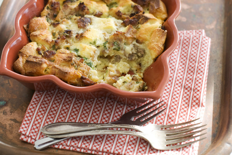 Typically served for breakfast or brunch, egg strata can be adapted in many ways, depending on whether you favor sweet or savory, among other things. This writer favors the classic cheddar and breakfast sausage version.