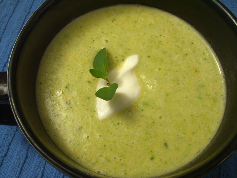 Broccoli cheddar soup from "Soup's On" by Valerie Phillips.