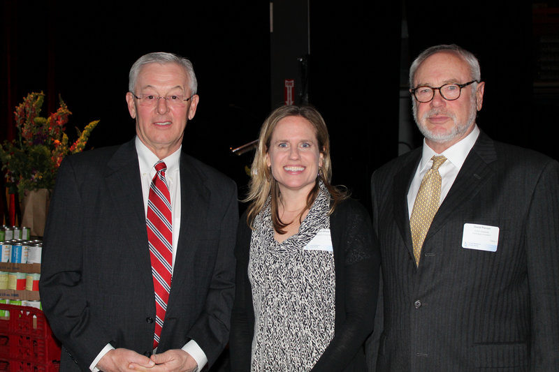 Robert Moore, president and CEO of Dead River Company and the JoAnn Pike Humanitarian Award honoree, with Kristen Miale, president of Good Shepherd Food Bank, and David Pierson, Good Shepherd Food Bank board chairman.