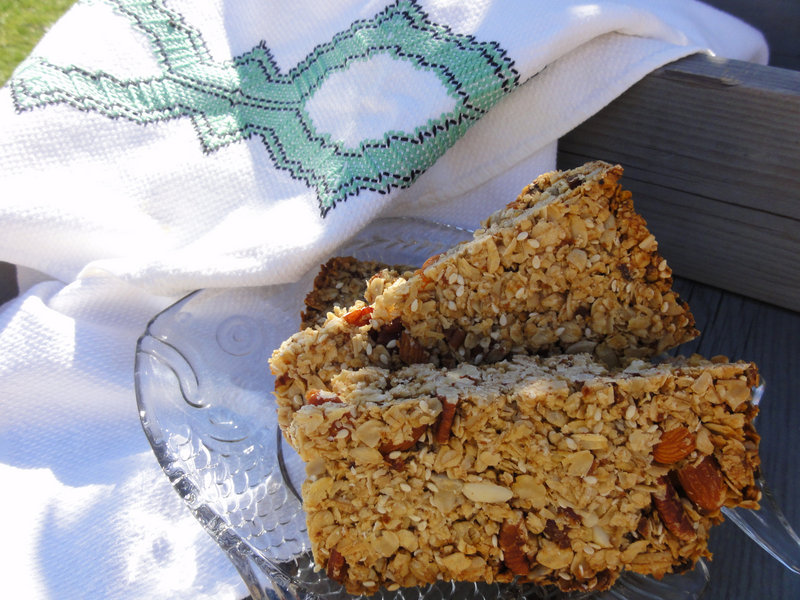 Apricot, pistachio and almond flapjacks (with pecans substituted for the almonds).