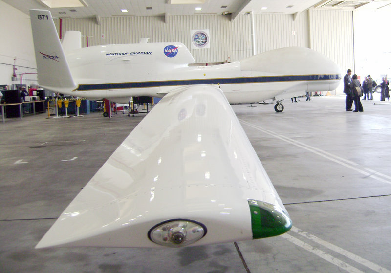 Fifty teams from 39 states have applied to the Federal Aviation Administration to be among the six sites that would test drones such as this NASA Global Hawk robotic jet sitting in a hangar at Dryden Flight Research Center in Edwards Air Force Base, Calif.