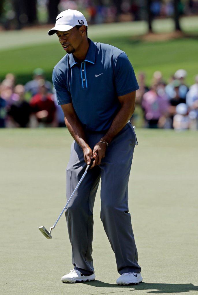 Tiger Woods was given a two-shot penalty for taking an illegal drop during Friday’s round.