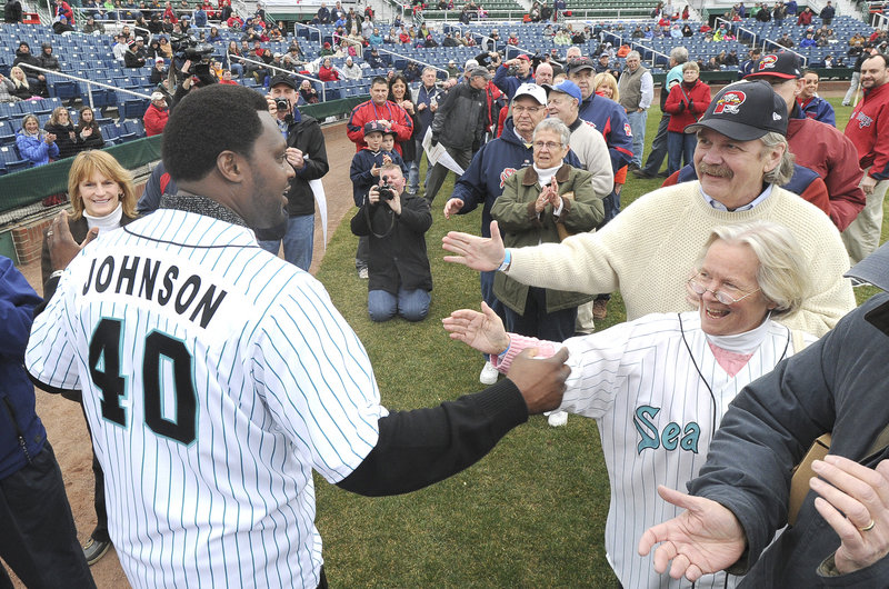 Twenty years later, the fans remember. And just as he was in the summer of 1994, when he was a young catcher striving to make the major leagues while playing for a first-year Eastern League franchise, Charles Johnson was the center of attention Thursday night at Hadlock Field.