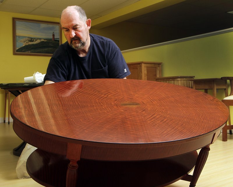 Terry Moore, a master furniture maker, has been teaching convicts at the New Hampshire state prison his craft for nearly 13 years. The inmates’ work will be featured alongside Moore’s in an exhibit at Grevior Furniture.