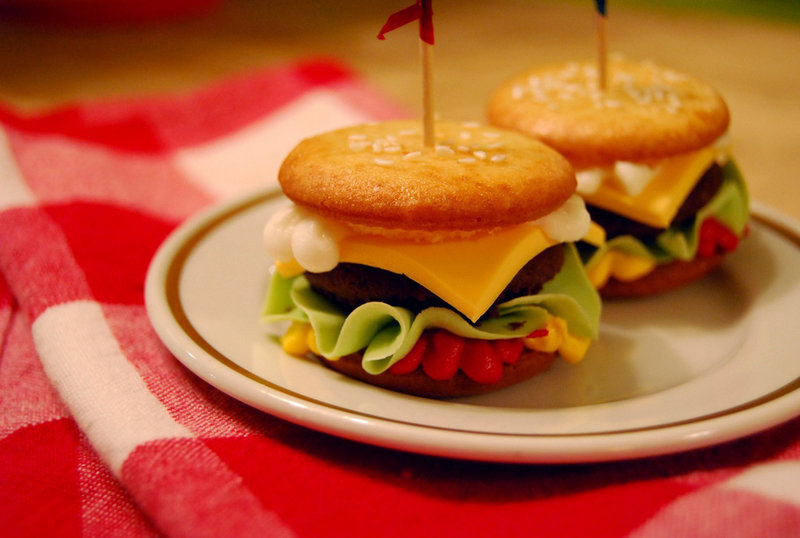 Cupcakes that look like cheeseburgers, created by baker Adam Beckworth, will be served at the former Payson Park Evangelical Free Church during the Portland Kitchen Tour.