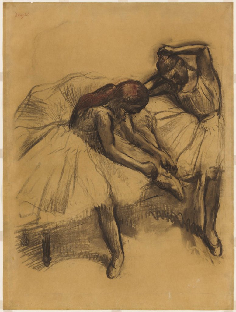 “Two Dancers,” charcoal and pastel on tracing paper by Edgar Degas, 1905.
