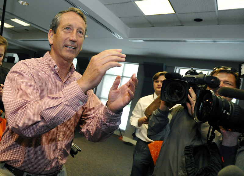 Former South Carolina Gov. Mark Sanford faces the cameras after voting at a polling place in Charleston, S.C., on Tuesday.