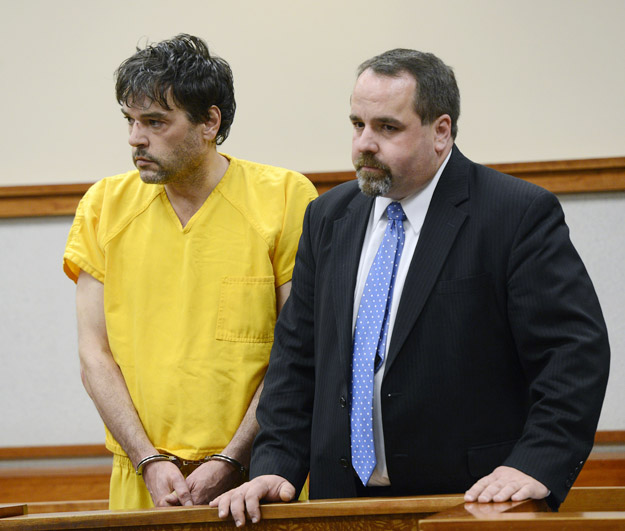 Andrew Leighton appears in Cumberland County Unified Court along with his attorney Robert LeBrasseur on Monday.