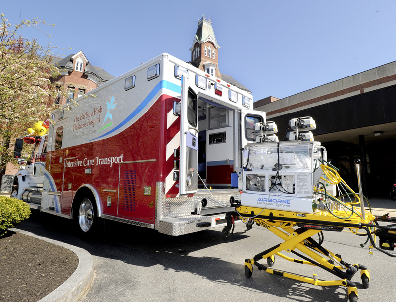 An infant transport incubator, right, is part of the new pediatric ambulance at Maine Medical Center in Portland.