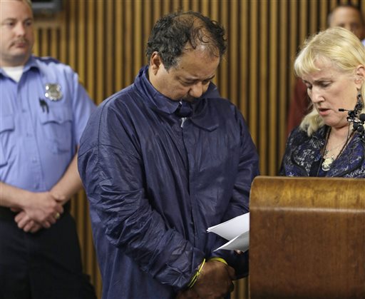 Ariel Castro appears in Cleveland Municipal Court alongside defense attorney Kathleen DeMetz, right, on Thursday. Castro was charged with four counts of kidnapping and three counts of rape.
