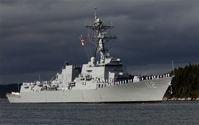 In this September 2012 file photo, the last of the U.S. Navy's original run of Arleigh Burke destroyers, as it heads down the Kennebec River off of Phippsburg, Maine. The Navy plans to announce contracts next month for as many as 10 new destroyers, and Maine's Bath Iron Works is expected to compete for the work.