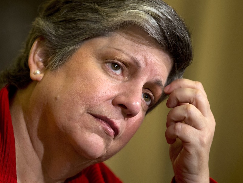 In this April 18, 2013 file photo, Homeland Security Secretary Janet Napolitano testifies on Capitol Hill in Washington. The Homeland Security Department ordered border agents "effective immediately" to verify that every international student who arrives in the U.S. has a valid student visa, according to an internal memorandum obtained Friday by The Associated Press. The new procedure is the government's first security change directly related to the Boston bombings. (AP Photo/Evan Vucci, File) Boston Marathon; Boston Marathon Explosion; Bomb; bombs; explosions; Boston Bomb; Marathon explosion