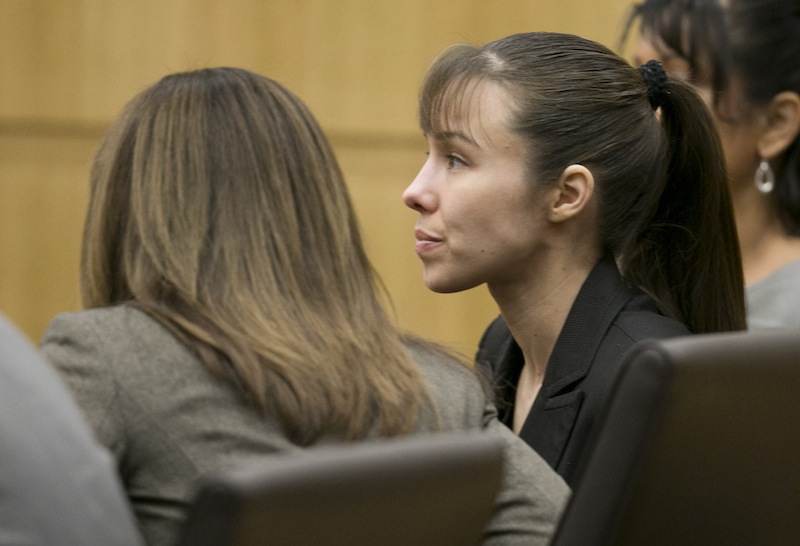 Jodi Arias listens as the verdict for sentencing is read for her first degree murder conviction at Maricopa County Superior Court in Phoenix, Ariz., on Thursday, May 23, 2013. The jury in Jodi Arias' trial was dismissed Thursday after failing to reach a unanimous decision on whether the woman they convicted of murdering her one-time boyfriend should be sentenced to life or death in a case that has captured headlines worldwide with its sex, lies, violence. (AP Photo/The Arizona Republic, David Wallace, Pool)