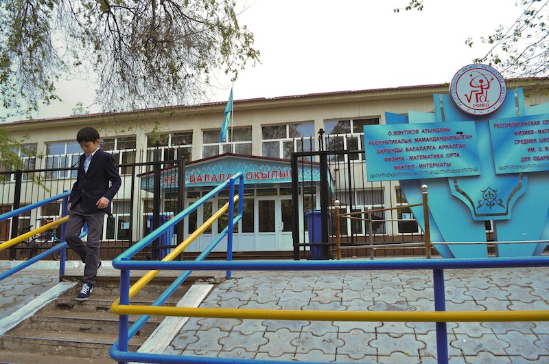 A view of a school in Almaty, the largest Kazakhstan city on Friday, May 3, 2013. At the Kazakh school where Dias Kadyrbayev who was arrested in connection with the Boston Marathon bombings attended when he was 14 and 15, Deputy principal Yuri Dovgal said Friday: “He wasn’t a star student, but he wasn’t a hooligan. He was a normal teenager.” (AP Photo/Abylay Saralayev)
