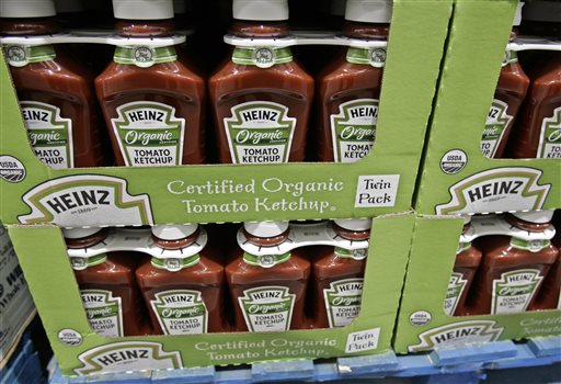 Bottles of Heinz organic tomato ketchup are on display inside Costco in Mountain View, Calif. The organic industry has exploded in the last decade, with $35 billion in sales and 10 percent growth just last year. There are more than 17,000 certified organic businesses in the country.