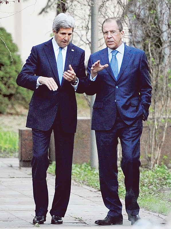 Secretary of State John Kerry, left, talks with Russian Foreign Minister Sergey Lavrov in Moscow.