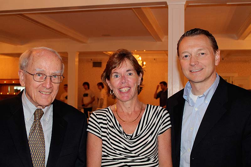 Ted Damon, chairman and founder of the Education Foundation of the Kennebunks and Arundel, with Ann Stockbridge, foundation president, and Andrew Dolloff, superintendent of schools in RSU 21.