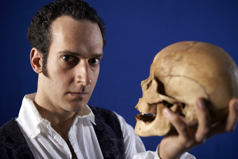 In “Wittenberg,” at Portland Stage Co. through May 19, Rob McFadyen, top, plays Hamlet as a student.